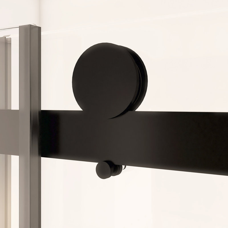 Porte de baignoire coulissante simple sans cadre avec verre trempé, Noir mat