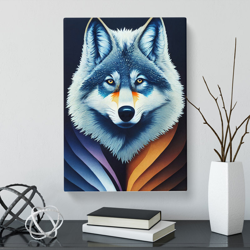 CAN-V0523-2912X Wolf Gouache Paint - Wrapped Canvas Print, 50cm H x 35cm W