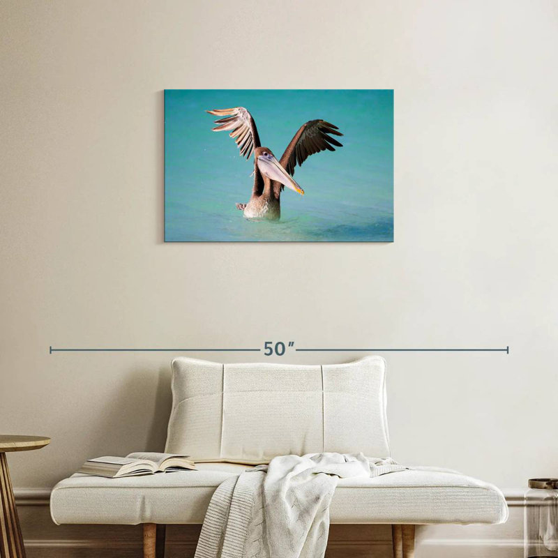 Pelican With Outstretched Wings, 20" H x 30" W