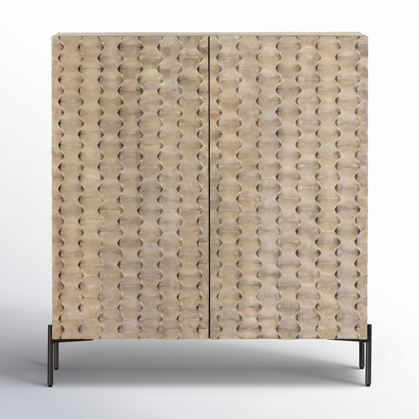 Rori 40.75'' Bar Cabinet, Stonewash Gray Mango/Gunmetal