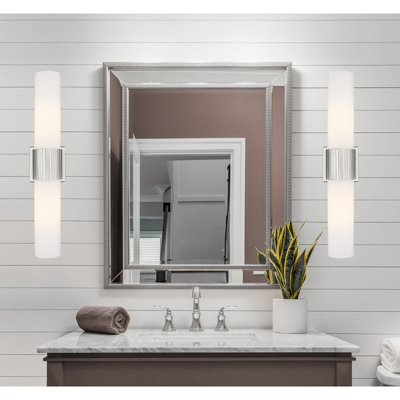 Éclairage pour meuble-lavabo mural 2 lumières 12 "Bolivar, Blanc, Nickel satiné