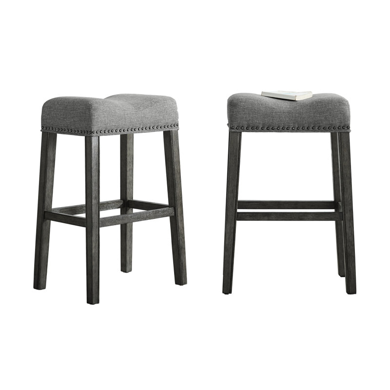 Ensemble de tabourets de comptoir rembourrés, Gris, Gris