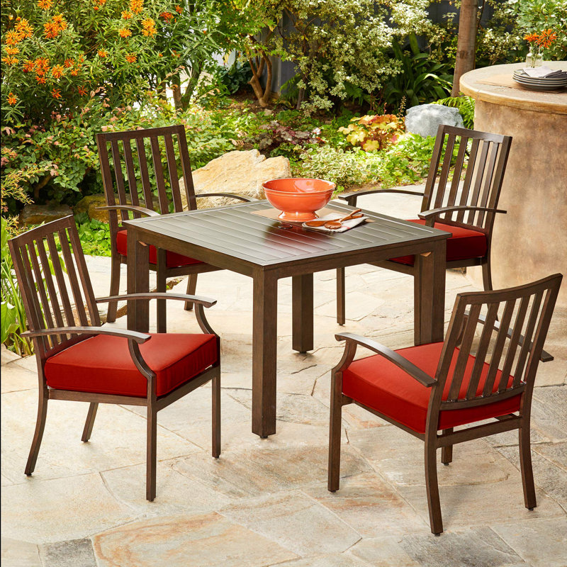 Ensemble repas 5 pièces avec coussins bridgeport Ceridwen, Rouge