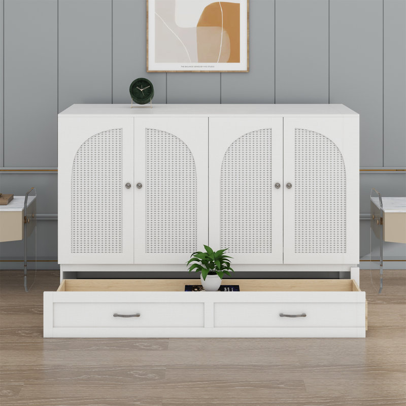 Lit escamotable avec grands tiroirs Murphy, Grand lit, Blanc