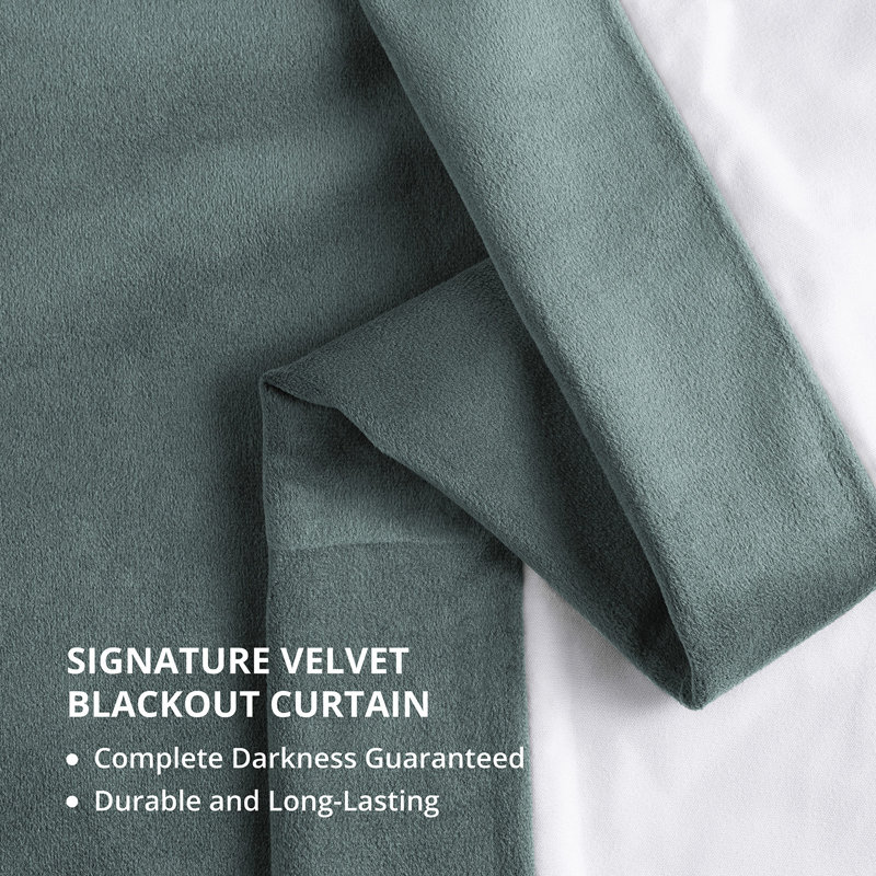 Olivia Velvet Blackout Curtain (1 Panel), Skylark Blue, 50" W x 84" L