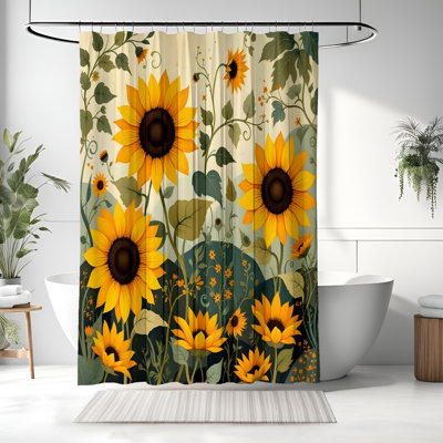 Rideau de douche avec tapis de bain