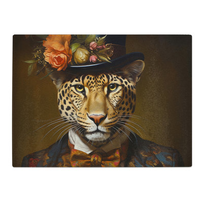 Leopard Victorian Art  Glass Chopping Board