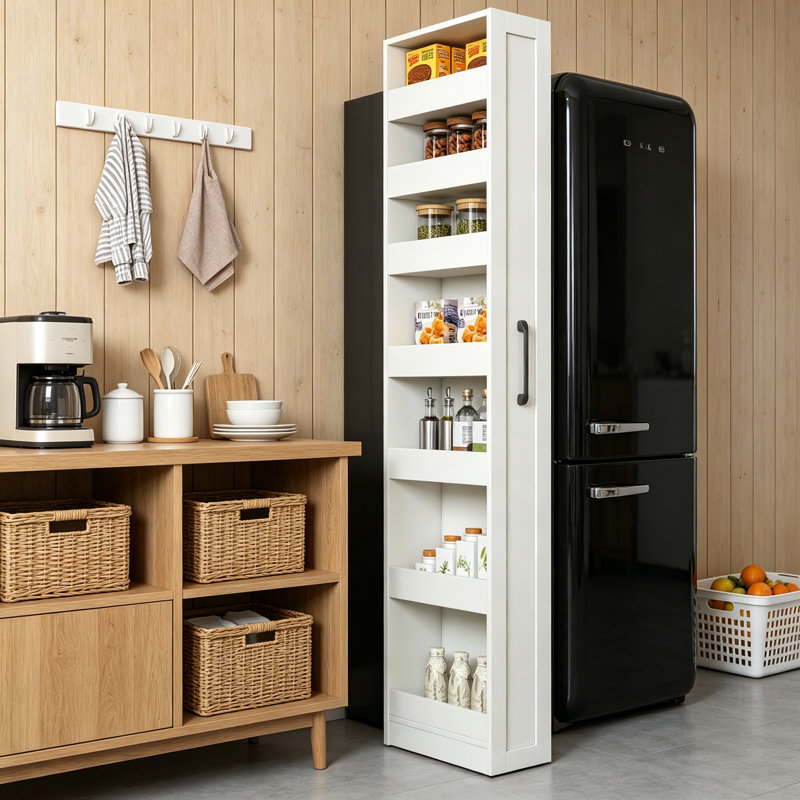 Étagère ouverte 7 côtés multi-fonctions avec rangement à un seul niveau pour la cuisine, le salon et les espaces étroits
