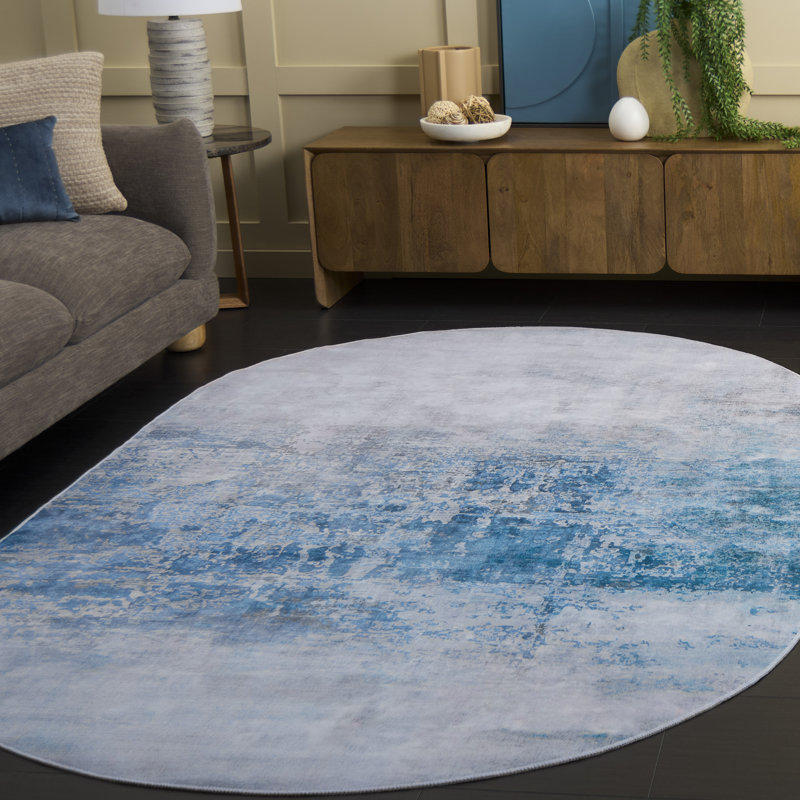 Tapis abstrait lavable à la machine Tacoma Performance, Ovale 5 pi x 8 pi