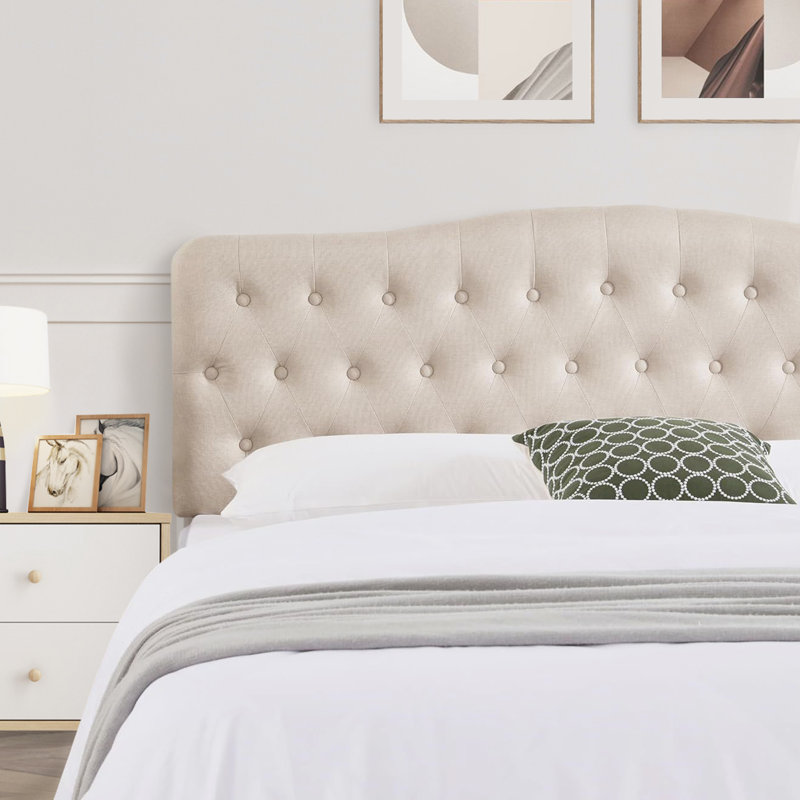 Aveigha Upholstered Headboard, Beige Linen, King
