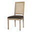 Chaise de salle à manger de 2 personnes, tissu brun rembourré, dossier rectangulaire en canne, pieds cannelés Little Zone