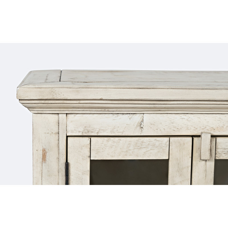 Buffet en bois d'acacia massif Knorr, Blanc cassé ivoire / brun