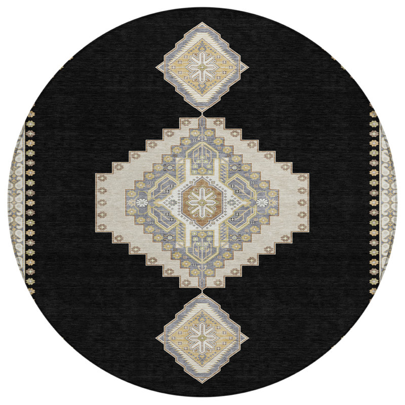 Tapis intérieur / extérieur lavable à la machine Chayden ACN1014, Rond 8 pi