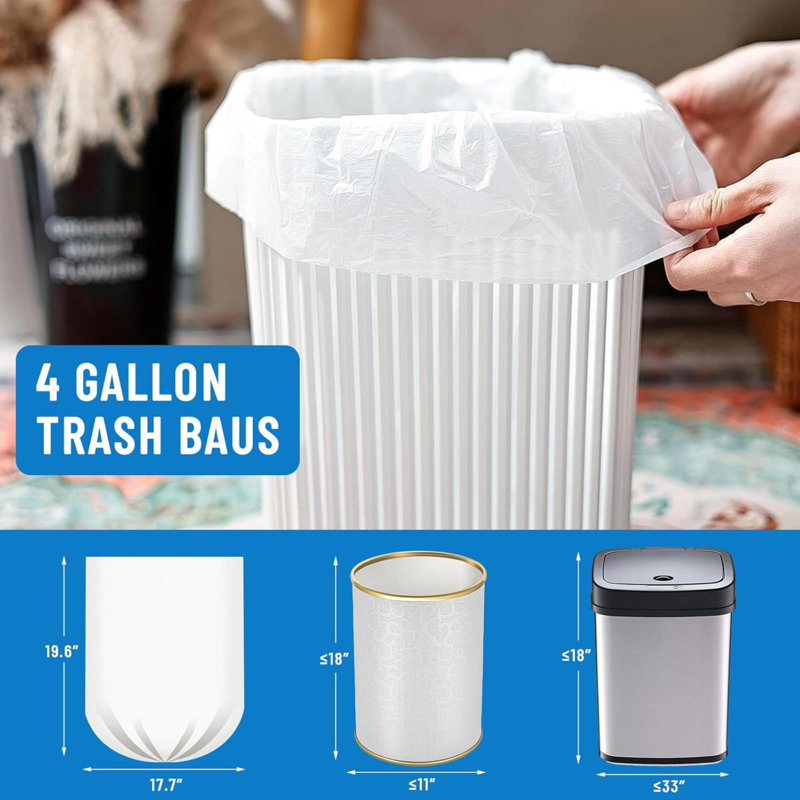 Mini poubelle blanche pour salle de bain 4 gallons, sac à ordures 100 gallons