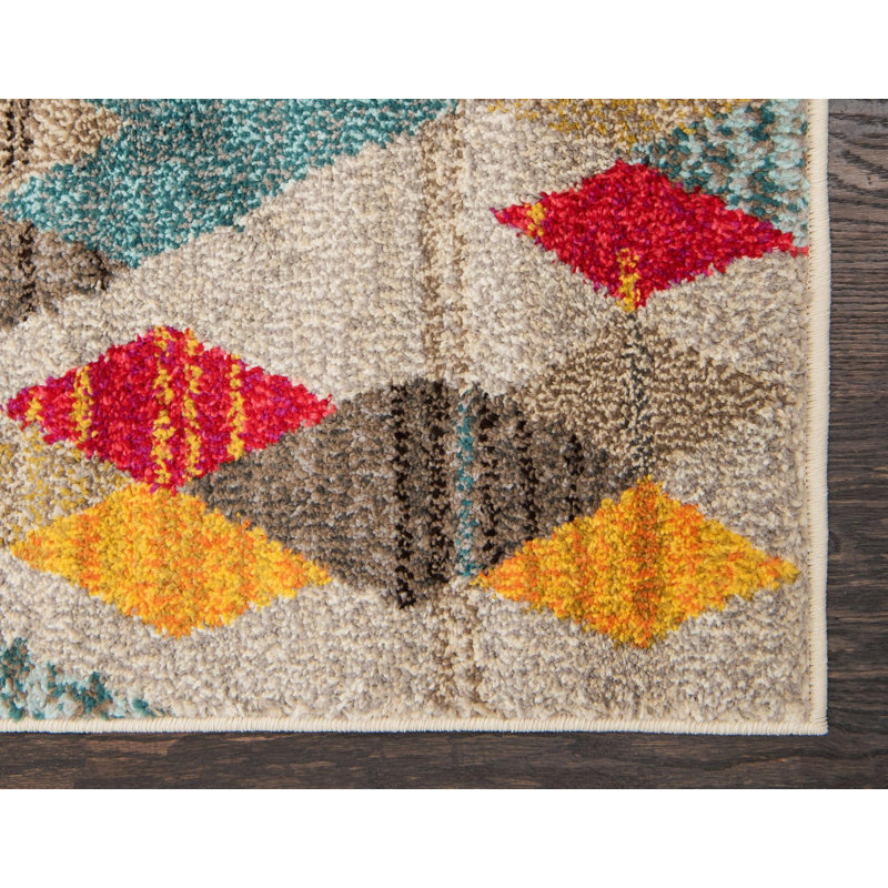 Lonniet Washable Geometric Indoor Rug, Rectangle 5'1" x 8'
