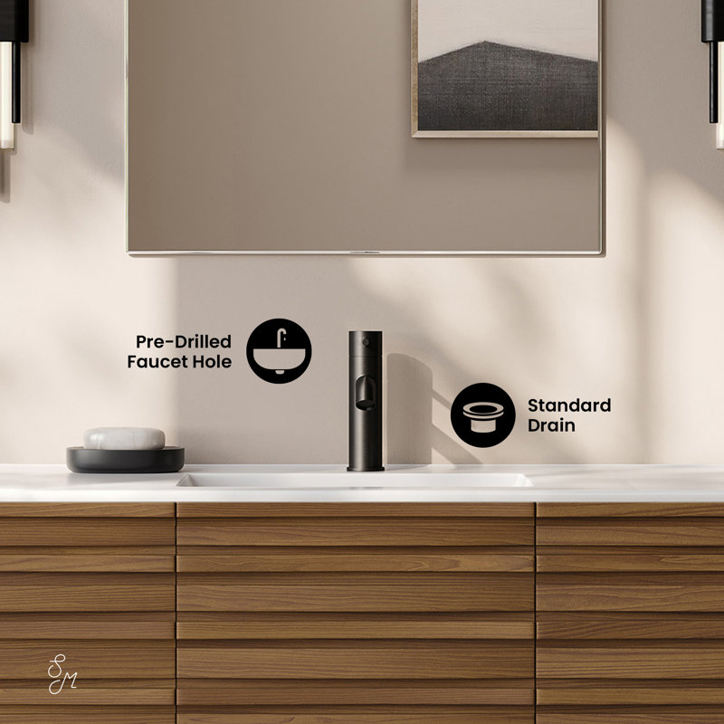 Ensemble de meuble-lavabo mural 48 po Wachter, Brun, Trou simple