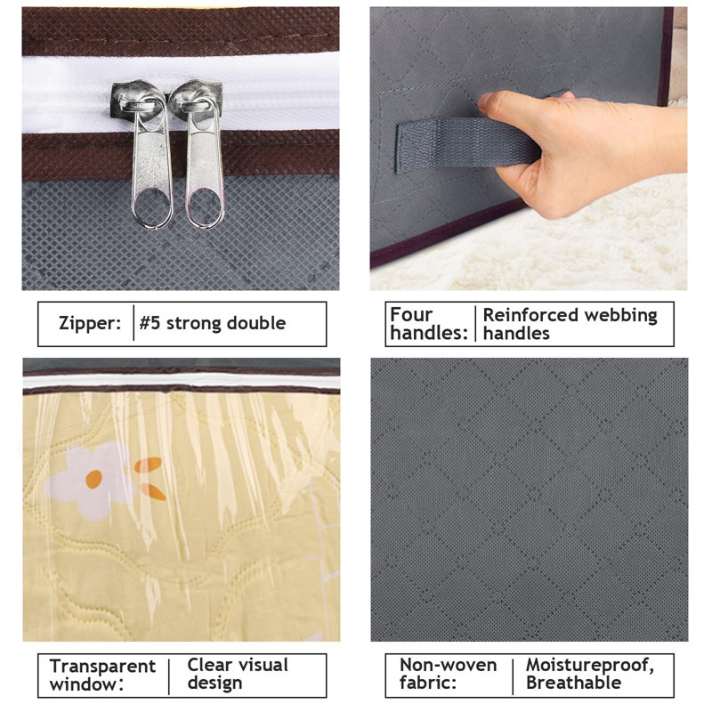 Contenants de rangement sous le lit 90L, organisateurs de placard et bacs de rangement, sacs de rangement sous le lit pliables, gris