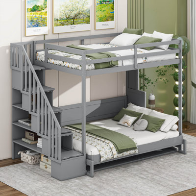 Full Over Full Size Murphy Bed With Hydraulic Lift & Desk Design
