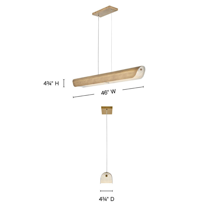 Arco Linear Chandelier, Heritage Brass