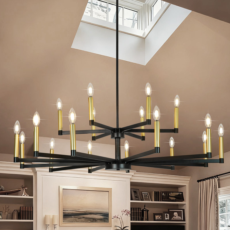 18 - Light Candle Chandelier Traditional Tiered Chandeliers For Dining Room , 18 Lights, 2 Tiers, 14" H x 47" W x 47" D