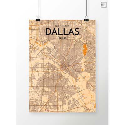 Dallas City Map - No Frame Print