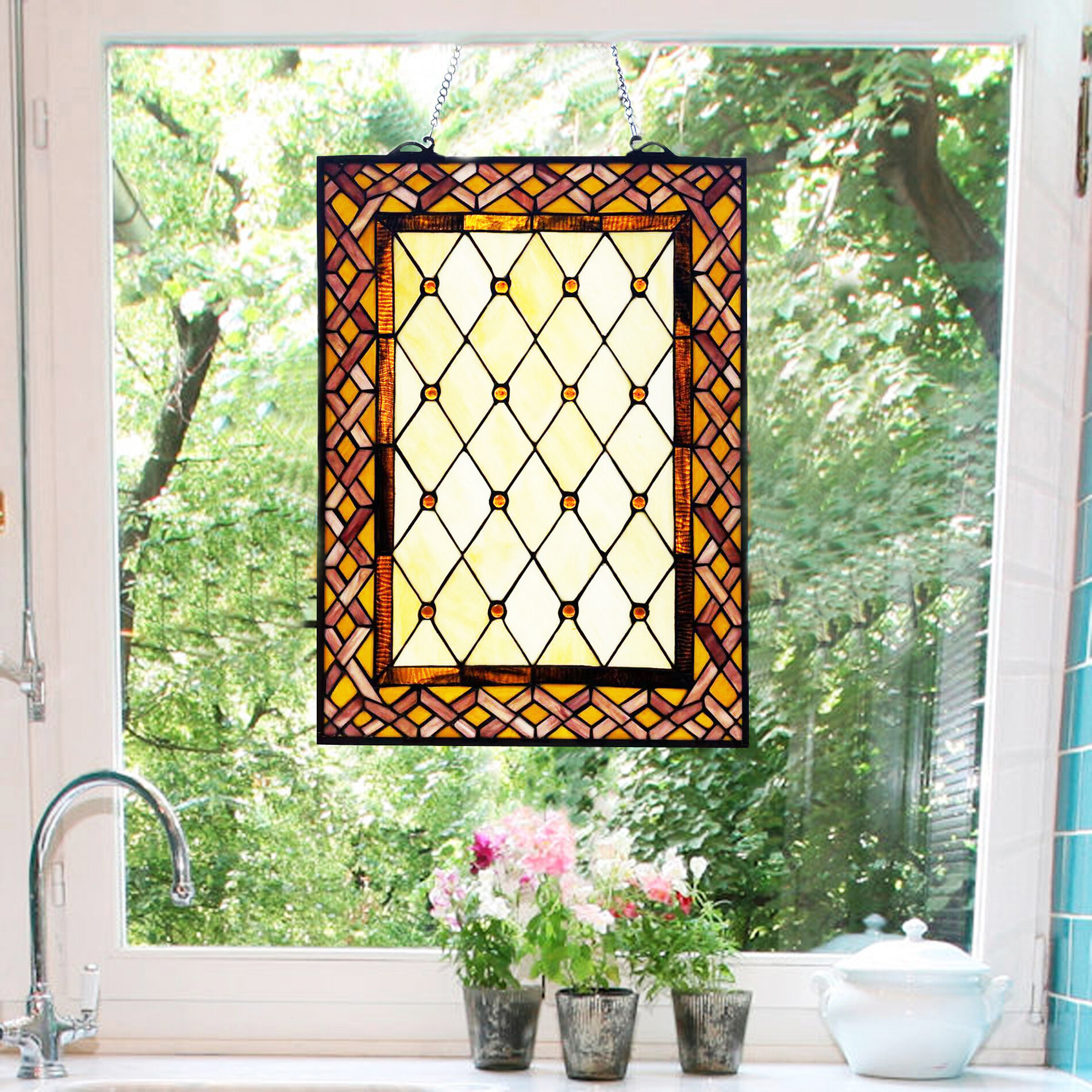 Fine Art Lighting Stained Glass Prairie Window Panel & Reviews | Wayfair