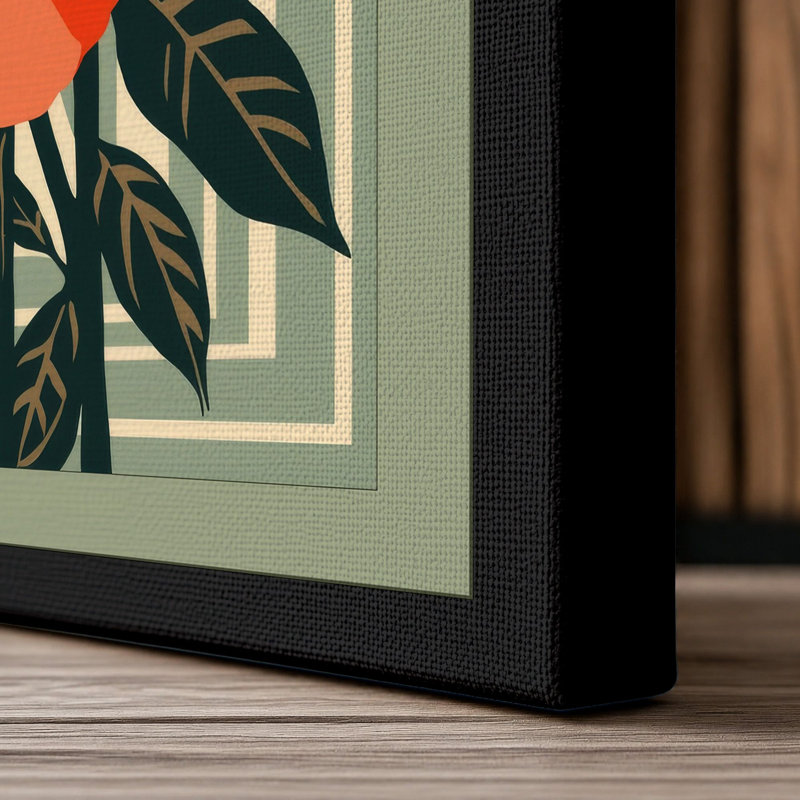 Orange Blooms Study Botanical - Wrapped Canvas, 30x20 - 76.2 x 50.8 cm, Black Border