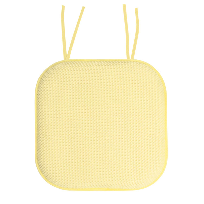Honeycomb Memory Foam Non-Slip 16" x 16" Chair Cushion Pad with Ties, Yellow, 2