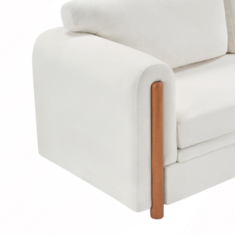 Canapé moderne rembourré à 3 places 79,1 po pour canapé de salon, appartement et petit espace, Beige Chenille, Beige