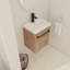 Meuble-lavabo flottant mural 18 po avec lavabo en céramique et porte d'armoire à fermeture en douceur, pour petite salle de bain-593387340