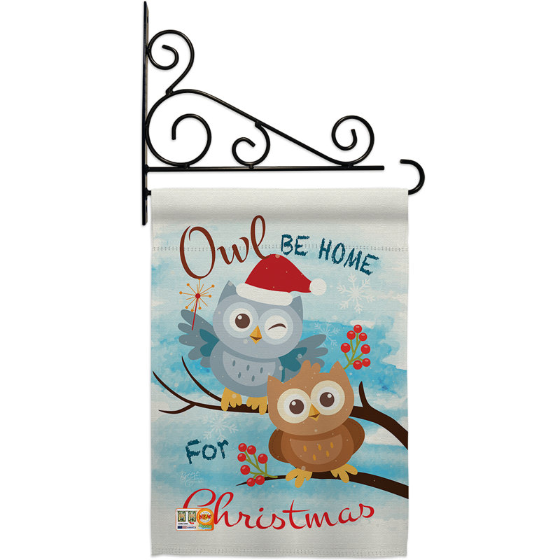 Hibou de Noël à 2 côtés en polyester 19 x 13 po Ensemble de drapeaux