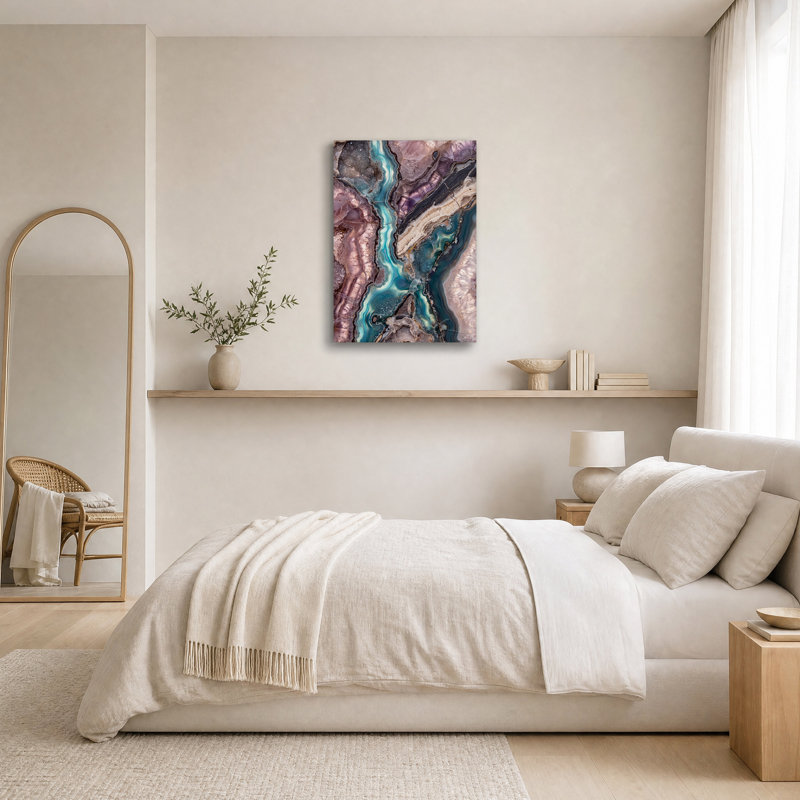 Toile ondulée bleu sarcelle et lavande, H 36 po x l 24 po