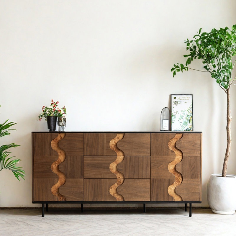 Armoire d'entrée Mid-Century, Brun, H 33,1 po x l 59,1 po x P 15,7 po