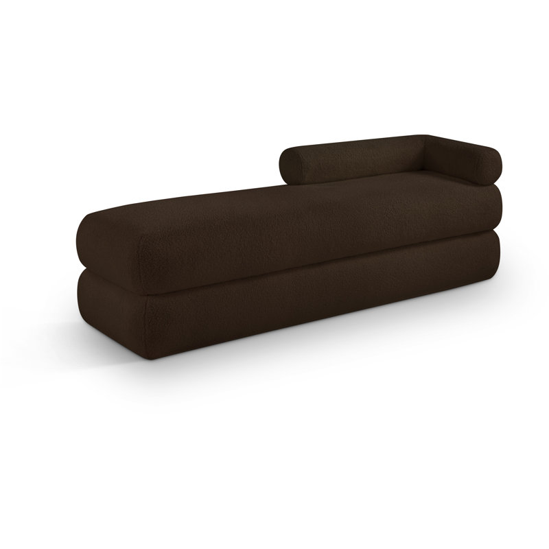 Banc rembourré en tissu Kennedy Eilynn Teddy, Tissu brun en fausse peau de mouton