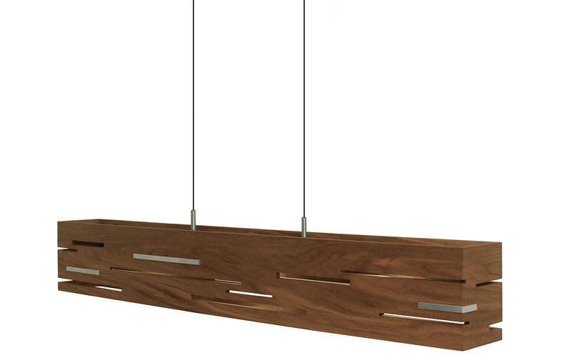 Aeris Linear LED Pendant - 2700K, Brushed Aluminum, Walnut, 7.5" H x 54" W x 5" D