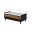 Table basse Axel avec faux marbre imprimé et finition noire avec plateau relevable