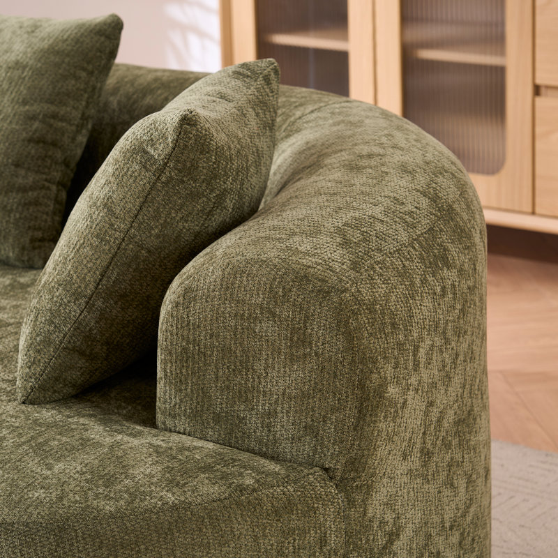 Canapé Crescent peu encombrant en mousse verte, design moderne pour le salon