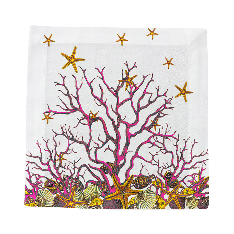 Square Napkins, White Pink