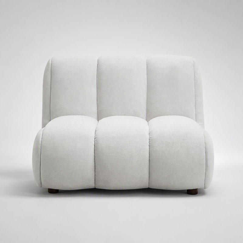 Canapé modulaire en lin blanc ivoire avec fauteuil et coussins décoratifs