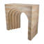 Console sculptée 32,3 x 14,2 x 29,9 po arquée avec faux travertin beige