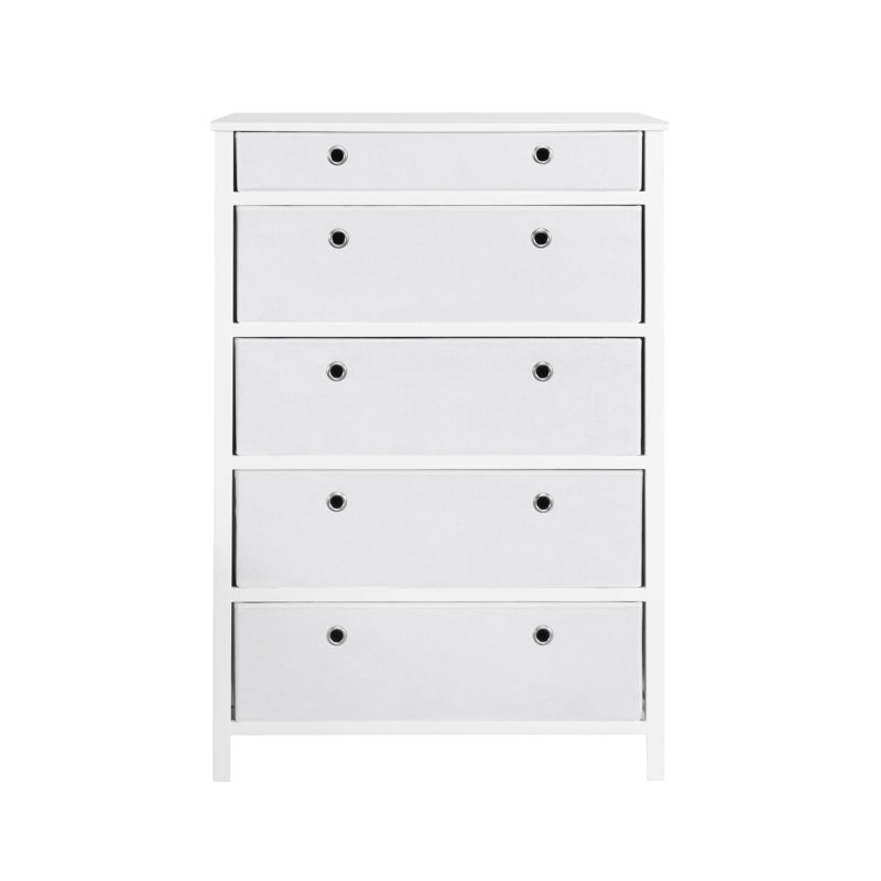 Commode 5 tiroirs tall Leiser, Blanc