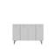 Console moderne blanche avec tablettes, panneau de particules enduit 100% mélamine, épaisseur: 0,7 pouce | Accents argentés muraux élégants pour une décoration contemporaine-1462800927