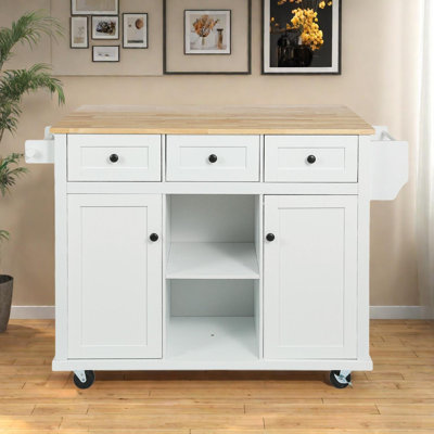 Kitchen Cart with Drop-Leaf Countertop and Internal Storage Racks