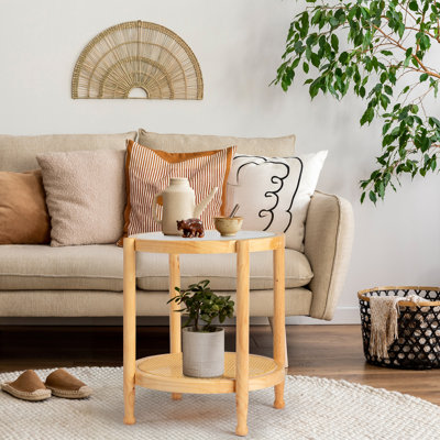 19.7In. Patio Walnut Colour Wooden Side Table
