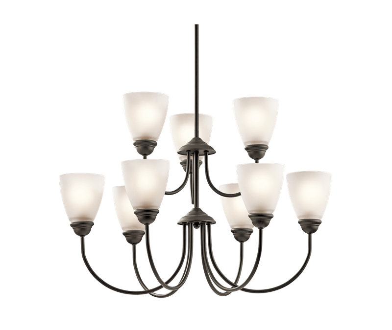 Lustre à niveaux 9 lumières Jolie, Bronze vieilli