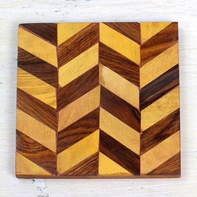 Wood Square 6 Piece Coaster Set