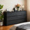 Commode 6 tiroirs, commode moderne pour la chambre à coucher avec comptoir spacieux, armoire de rangement avec poignées dissimulées