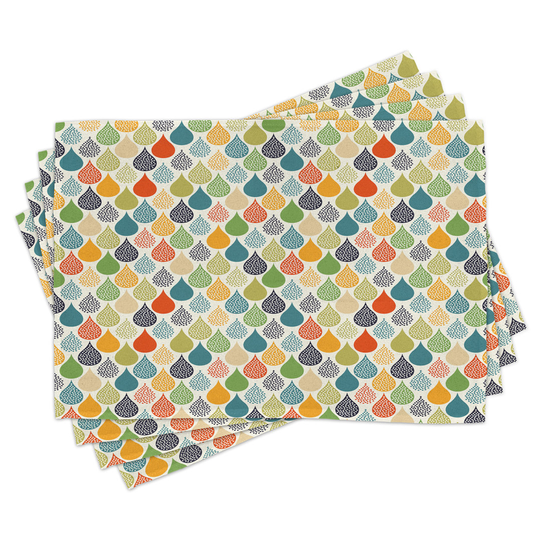 Platzdeckchen 4er Set, Bunte große Tropfen, Multicolor