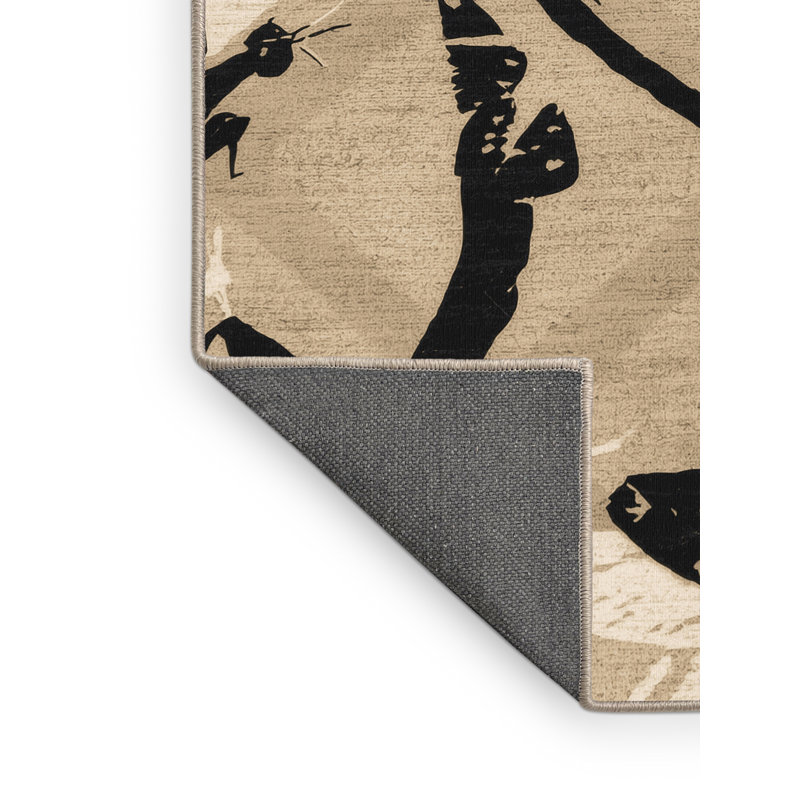 Tapis moelleux moelleux traditionnel en maille noire, 8 x 10