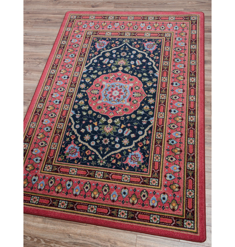 Tapis rose à motif oriental Prolley, Rectangle 7 pi 8 po x 10 pi 9 po